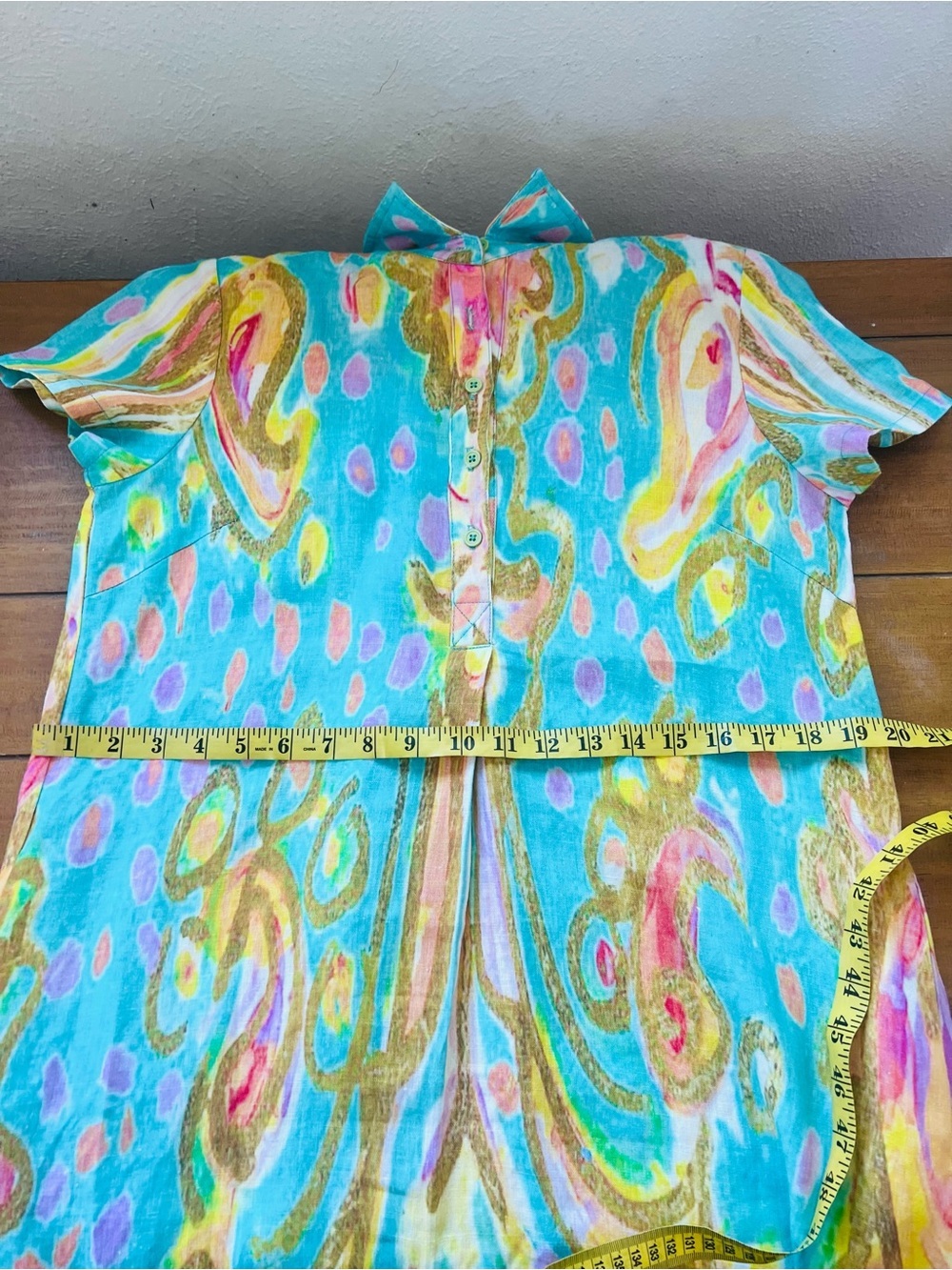 Amanda Johnson Studio Linen Shirt Dress Colorful Wearable Art Size Medium - Picture 11 of 12